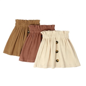 Ropa de Verano al por Mayor para Bebés y Niños Recién Nacidos, Vestido <span class=keywords><strong>Mini</strong></span> de Algodón Acordonado con Botones, Faldas para Niñas - Product Image 1