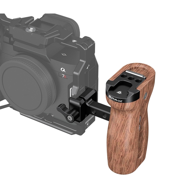Factory PULUZ Camera Accessories Universal Slide Release Side Wood Handle With Cold Shoe Mount Set for Camera Cage Stabilizer