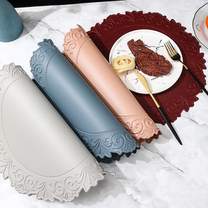 Manteles individuales redondos con encaje para mesa de comedor, tapete de comedor occidental, impermeable, antideslizante, con aislamiento térmico, tapete para mesa de comedor - Product Image 3