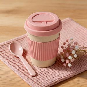 Gobelet à café réutilisable en fibre de bambou écologique 350 ml, tasse de voyage avec couvercle, design moderne et simple |   Articles de boisson durables OEM/ODM - Product Image 1