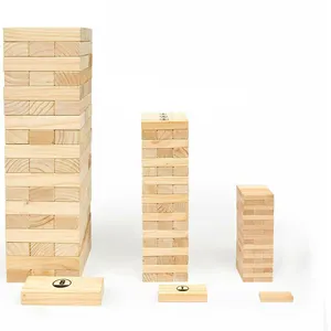 Premium Stacking Tower Game, Wooden Balance Tower Lawn Game, Indoor and Outdoor Stacking Game