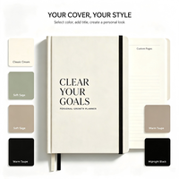Carnet de planification des objectifs A5 minimaliste, couverture rigide crème, journal de croissance personnelle, avec élastique