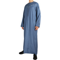 Veste de pyjama marocaine turque omanaise avec broderie islamique Jalabiya manches longues Rumal Thobe pour hommes Jubba Kurta Suruwal