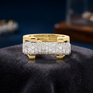 Lab Grown Diamond Cluster Statement <b>Ring</b> Vintage Style <b>Rhodium</b> Plated 10K 14K 18K Gold & 925/935 Silver Wide Band Wedding <b>Ring</b> - Product Image 1