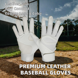 Leather Baseball Batting Gloves Breathable Lightweight Ambidextrous <b>Hook</b> and Loop Closure Custom Logo Sports Training Gloves - Product Image 2