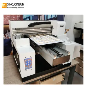 Impresora 3D de inyección de tinta plana de alimentos comestibles para pasteles galleta chocolate macarrón máquina de impresión tamaño A4