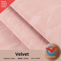 Kulit PU Baru dengan Tekstur Beludru 0.8mm Tahan Gesekan untuk Dekorasi Tas Koper, Sepatu, dan Kotak Hadiah