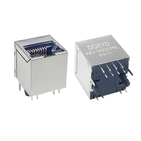 Prise verticale à branchement direct à 180 degrés, transformateur Ethernet intégré 100M, connecteur réseau RJ45, LED verte/jaune, placage or