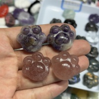 En gros, mini-sculptures de pattes de chat en cristal naturel, pierres brutes, figurines de pattes de chaton en pierres précieuses, décorations de grille, embellissements pour loisirs créatifs DIY, Feng