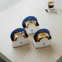 Boîte de présentation en papier personnalisée avec logo pour boulangerie, pour rouleaux de cannelle, biscuits, croissants, beignets, pâtisseries, emballage à emporter