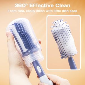 Brosse à <span class=keywords><strong>biberon</strong></span> en silicone 3-en-1 pour bébé avec brosse pour tétine et brosse pour paille, 360° °   Nettoyage <span class=keywords><strong>sans</strong></span> angles morts, rangement vertical - Product Image 3