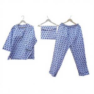 Ensemble de pyjamas indiens faits à la main 100 % coton, imprimé floral, tenue d'été décontractée, taille élastique, respirant, pour demoiselles d'honneur - Product Image 1
