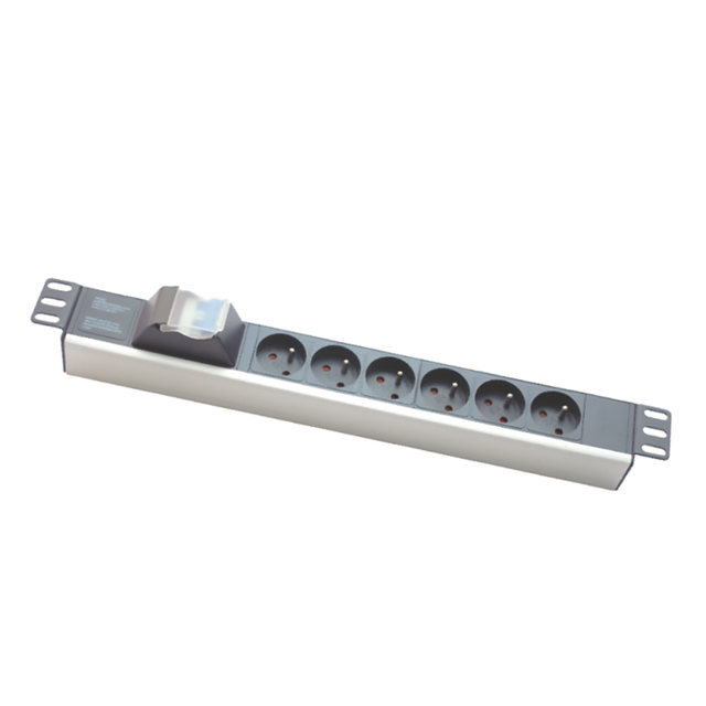 MT-6110 1U 19" 6 Way French Standard Lighting Protection Type Network Server Cabinet 6 Ports 19 Inch Rack Mount European PDU