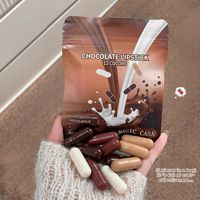 Lot de 12 rouges à lèvres en capsule couleur chocolat, teintes quotidiennes, longue tenue, anti-transfert, format voyage, mini, vente en gros
