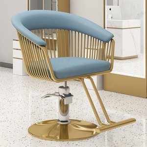 Chaise de barbier réglable en hauteur avec siège en cuir durable pivotant à 360 degrés pour l'école et les salons de beauté - Product Image 2