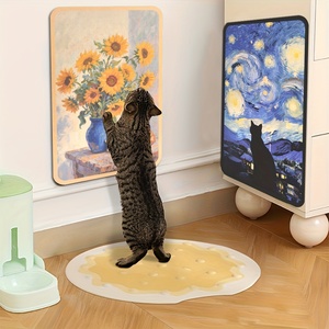 Tapis à gratter interactif pour chat, jouet à mâcher en peluche pour animaux de compagnie, motif tournesols et nuit étoilée, tapis d'exercice intérieur pour chats - Product Image 1