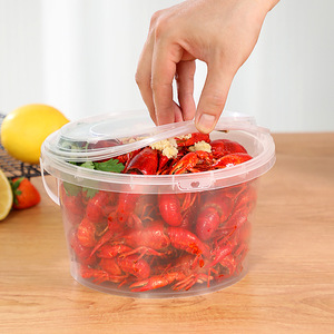 Crayfish Takeout <b>Box</b> <b>Large</b> Capacity Round Food Grade <b>Plastic</b> Container With Clip On Lid For Party Storage - Product Image 1