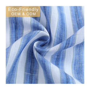 L2150 # campione a mano di alta qualità tinto in filo 100% tessuto di lino a righe, materiale traspirante per abbigliamento, abiti, camicie - Product Image 1