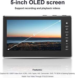 HD 1080P <span class=keywords><strong>60FPS</strong></span> Caja <span class=keywords><strong>de</strong></span> captura <span class=keywords><strong>de</strong></span> video 5 \ "<span class=keywords><strong>Pantalla</strong></span> OLED USB 2,0 Convertidor <span class=keywords><strong>de</strong></span> video Grabadora AV y HDMI para VCR DVD Cintas VHS Hi8 - Product Image 2