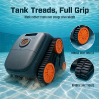 Nettoyeur de piscine robotisé mural sans fil, écologique, pour nettoyage des bords, 300 m², pour piscines enterrées, fond, paroi, ligne d'eau, garage, hôtel