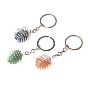 DIY Natural crystal stone key chain semi-precious stone wire wrapped circle stone key chain