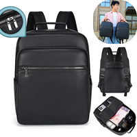 Sac à dos de voyage professionnel en cuir PU et polyester, léger, imperméable, grande capacité, rembourré, pour ordinateur portable, idéal pour les loisirs et le bureau