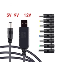 Cable de Alimentación USB ZYSY DC de 5V a 9V/12V con 8 Adaptadores Macho-Hembra para Router, Luz LED y Convertidor