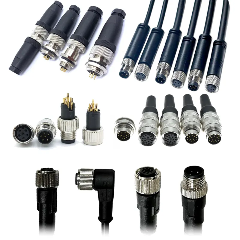 Industrial M8 M12 Cable Wire Male Female 3 4 5 6 8 12 Pin Circular Waterproof M12 Connector