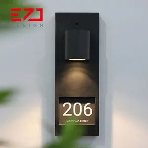 Ezd Nama Kamar Hotel Papan Logo Kustom untuk Dinding Rumah Nomor Led Tanda Pintu Akrilik dan Logam