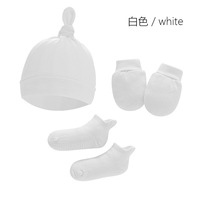 Gorros de algodón para bebé, guantes para recién nacidos, calcetines de pegamento para bebé, conjunto de tres piezas