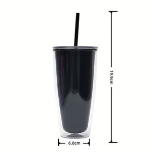 Bouteille d'eau réutilisable personnalisée avec logo, 750 ml, double paroi, étanche, avec couvercle et paille, idéale pour la maison, le bureau, la salle de sport, les fêtes, ou comme cadeau. - Product Image 2