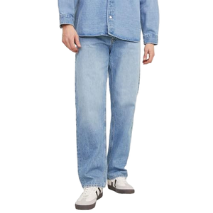 Jean décontracté pour homme, coupe droite, taille mi-haute, respirant, en denim délavé et déchiré, idéal pour l'été - Product Image 1