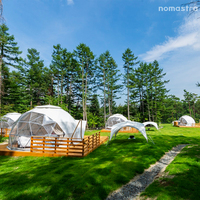 Dôme géodésique permanent d'extérieur : Tente préfabriquée en PVC pour hôtels et campings de glamping, tente de camping sphérique de luxe