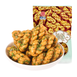 Huanglaowu Snacks chinois au grain salé Mini-beignets torsadés Snacks décontractés Idéal pour le goûter 408g - Product Image 1