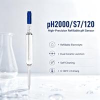 Capteur de pH pour eau de chaudière PH2000 120mm 0-14 pH 0-140°C Piège à ions argentés Analyse de la qualité de l'eau industrielle Liquide KCl rechargeable