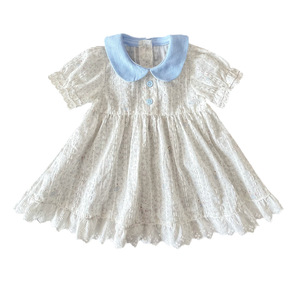 Soft Skin Friendly <strong>Toddler</strong> Girls Short Sleeve Contrast Collar Ruffled Hem Dress for Daily Wear Party Baby Girl Clothes - Product Image 5