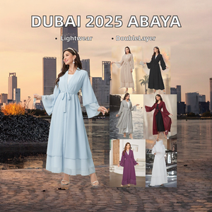 Robe Abaya Maxi Élégante à Col en V et Manches Longues, Couleur Unie, Coupe Ample, Style Kimono Modeste pour Femme, en Polyester, Toutes Saisons - Product Image 2