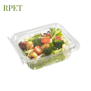 Recycled PET Clear 32 48 oz packaging salad take away food container RPET box plastic tamper evident container with flat lid