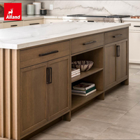 Allandcabinet Tischinsel Zeitgenössisches Neuestes Design Komplettes Set Luxus-Küchenschränke Mit Lamellenwandpaneel Zwei Inseln