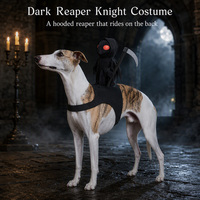 Costume d'Halloween pour chien et chat, style Chevalier Grim Reaper avec faucille, à capuche, noir, tenue de transformation pour animaux de compagnie, effrayant, amusant et mignon