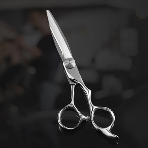 Ciseaux de coiffure professionnels en acier inoxydable pour droitiers, finition argentée, manche pivotant, pour coupes droites - Product Image 4