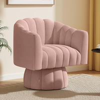 Chaise pivotante à 360 ° en velours côtelé-Fauteuil rembourré moderne pour salon, chambre à coucher, bureau