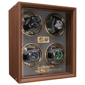 <span class=keywords><strong>Caja</strong></span> Protectora Impermeable para Relojes con 4 Ranuras, Automática, de Madera de Nogal, con Luz LED Azul, Resistente al Polvo y a los Golpes - Product Image 3