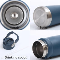 Botella de Agua Reutilizable de Acero Inoxidable de 20 oz con Pajita, Termo Deportivo de Doble Pared