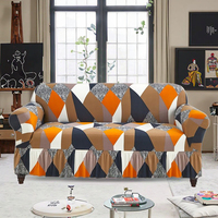 Housse de canapé tout compris toutes saisons à motif géométrique imprimé, élastique, entièrement couvrante, style jupe anti-poussière, antistatique, 100 % polyester