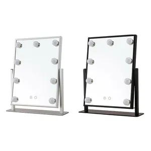 Miroir de maquillage intelligent d'hollywood, petite taille, personnalisé, à led, avec lumière, pour table de nuit