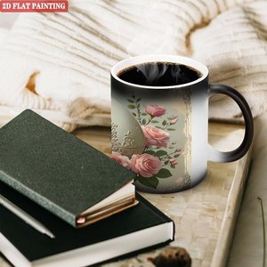 Magic Color Changing Mug 11oz <b>Ceramic</b> Heat Activated Frosted Black Novelty Gift <b>Cup</b> - Product Image 3