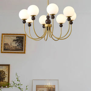 Lámpara de Araña Moderna Industrial para Comedor, Vestíbulo, Restaurante, Hotel, de Latón, Aluminio y Vidrio, LED, Alta Calidad, Nuevo Diseño, Fuze - Product Image 3