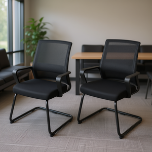 Chaise d'appoint de bureau en tissu avec base métallique, hauteur réglable, support lombaire, pour salle d'attente - Product Image 2