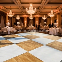 ANYCASE Plancher de danse portable en contreplaqué blanc et bords en aluminium, système d'assemblage pour scène de mariage, utilisation intérieure/extérieure